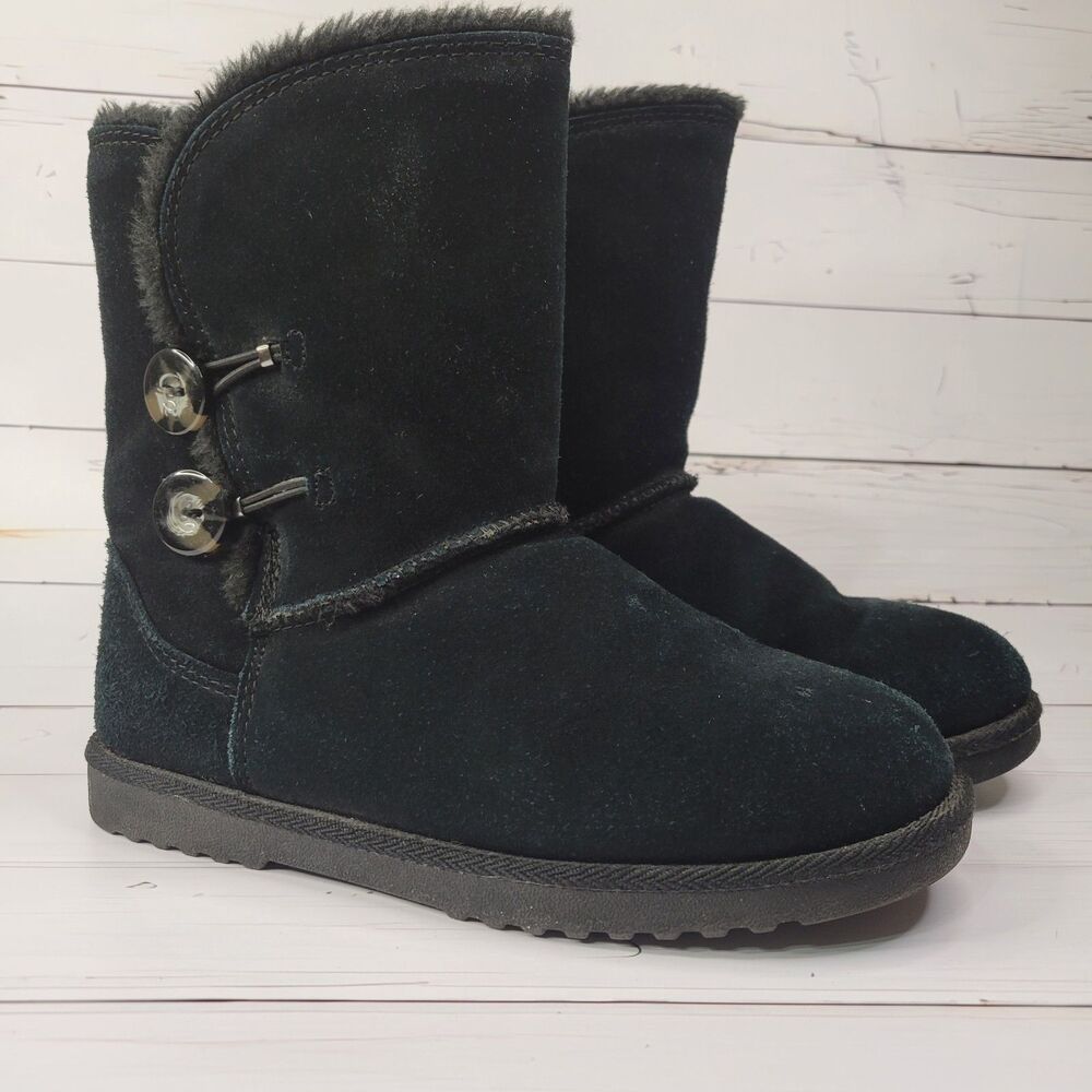 Xhilaration Karenza black suede button up boots size 7